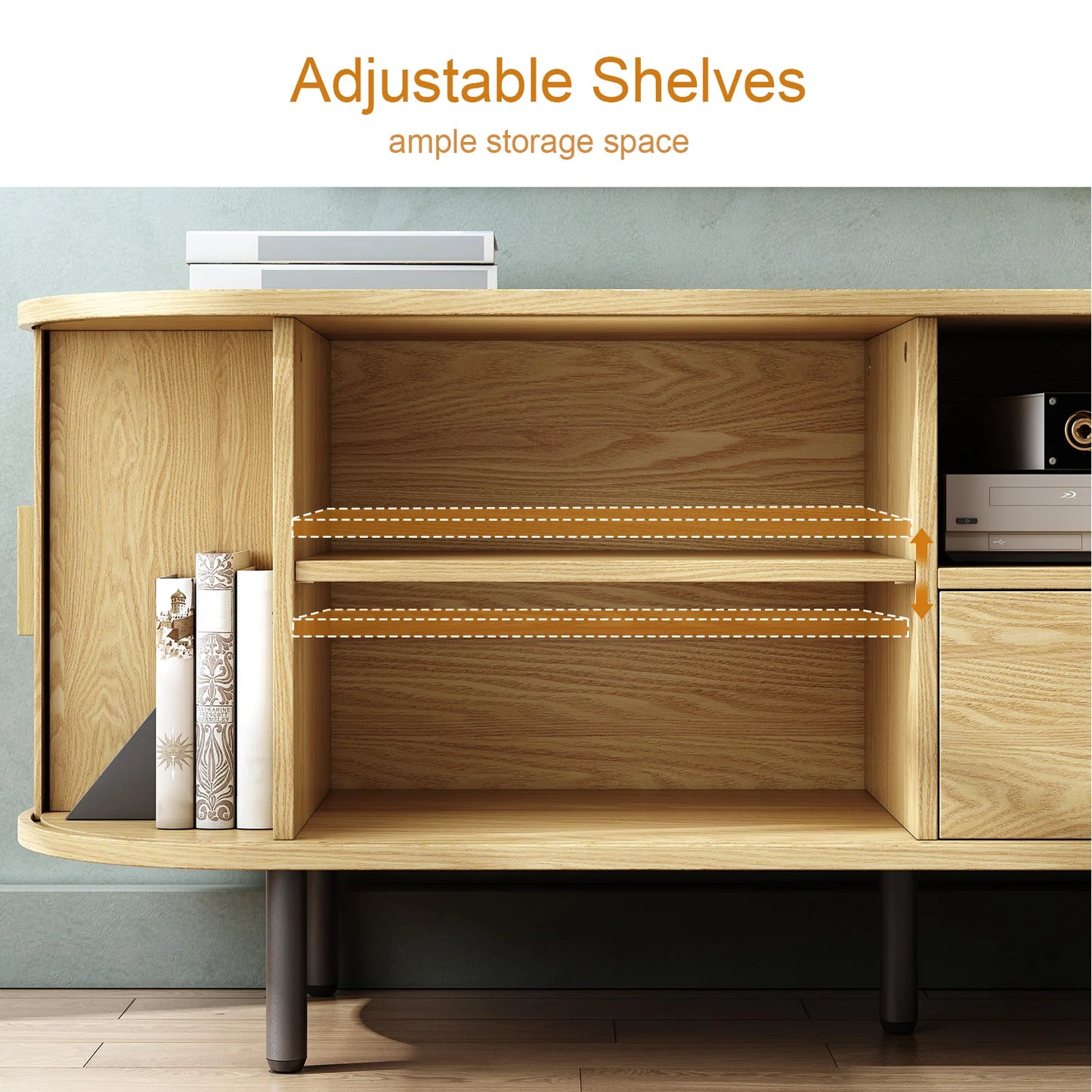 Mid-Century Walnut Power Media Console