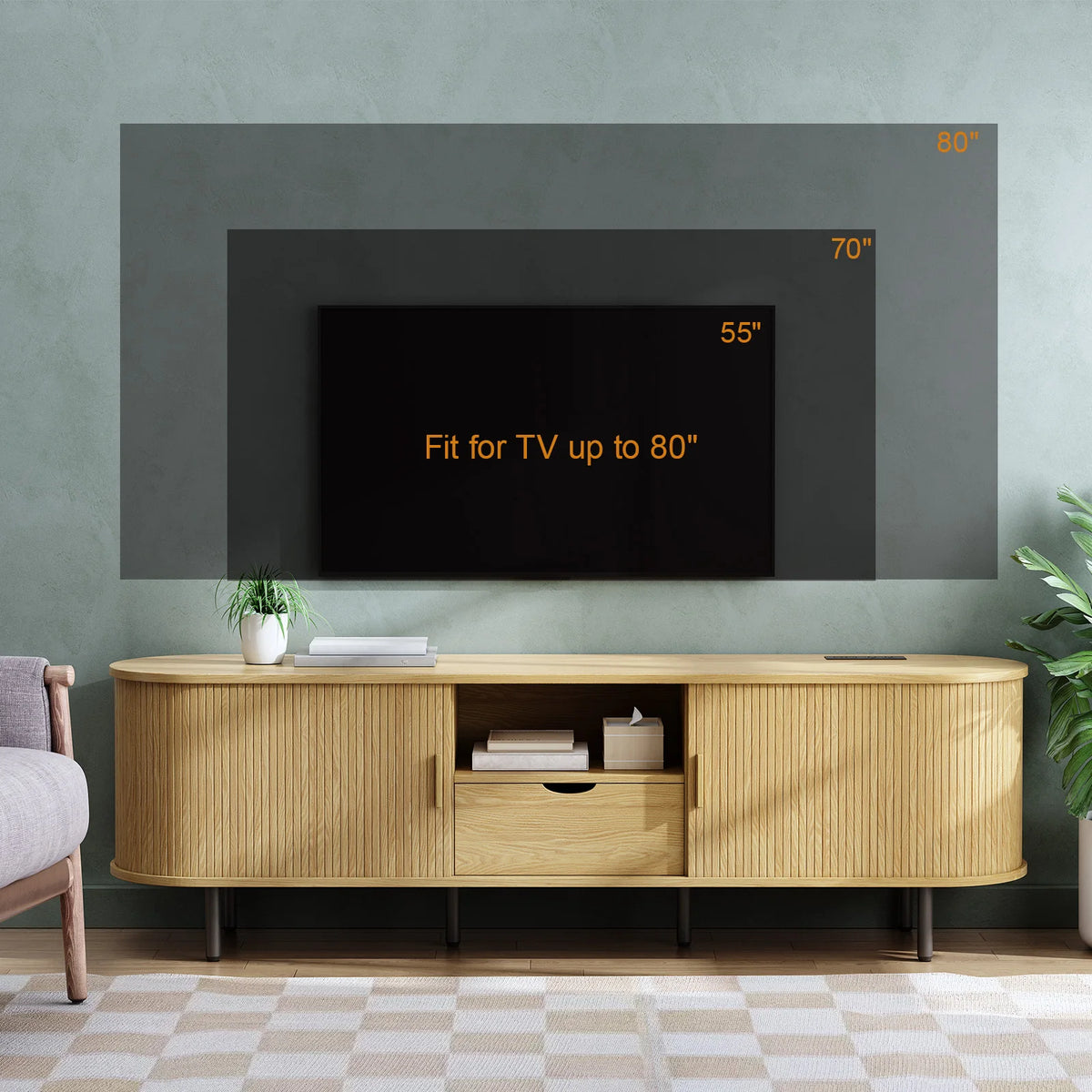 Mid-Century Walnut Power Media Console