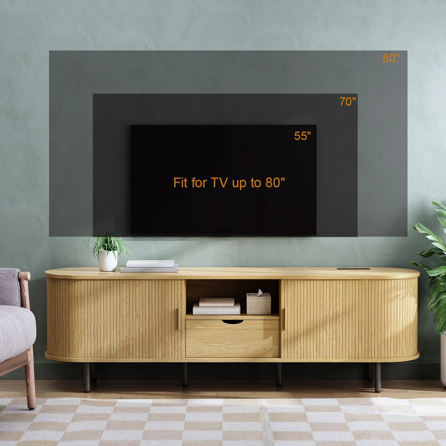 Mid-Century Walnut Power Media Console