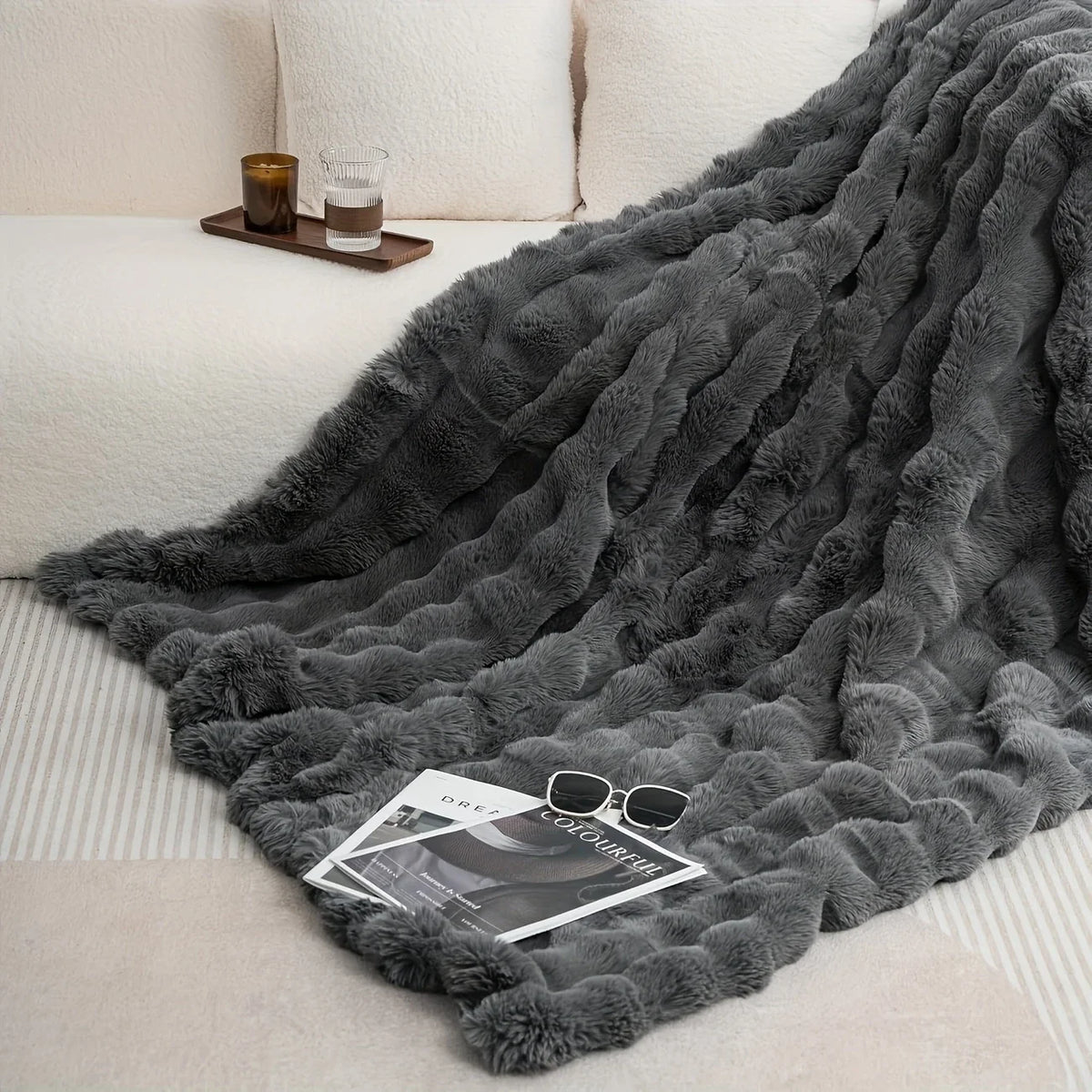 Luxe Bubble Faux Fur Throw