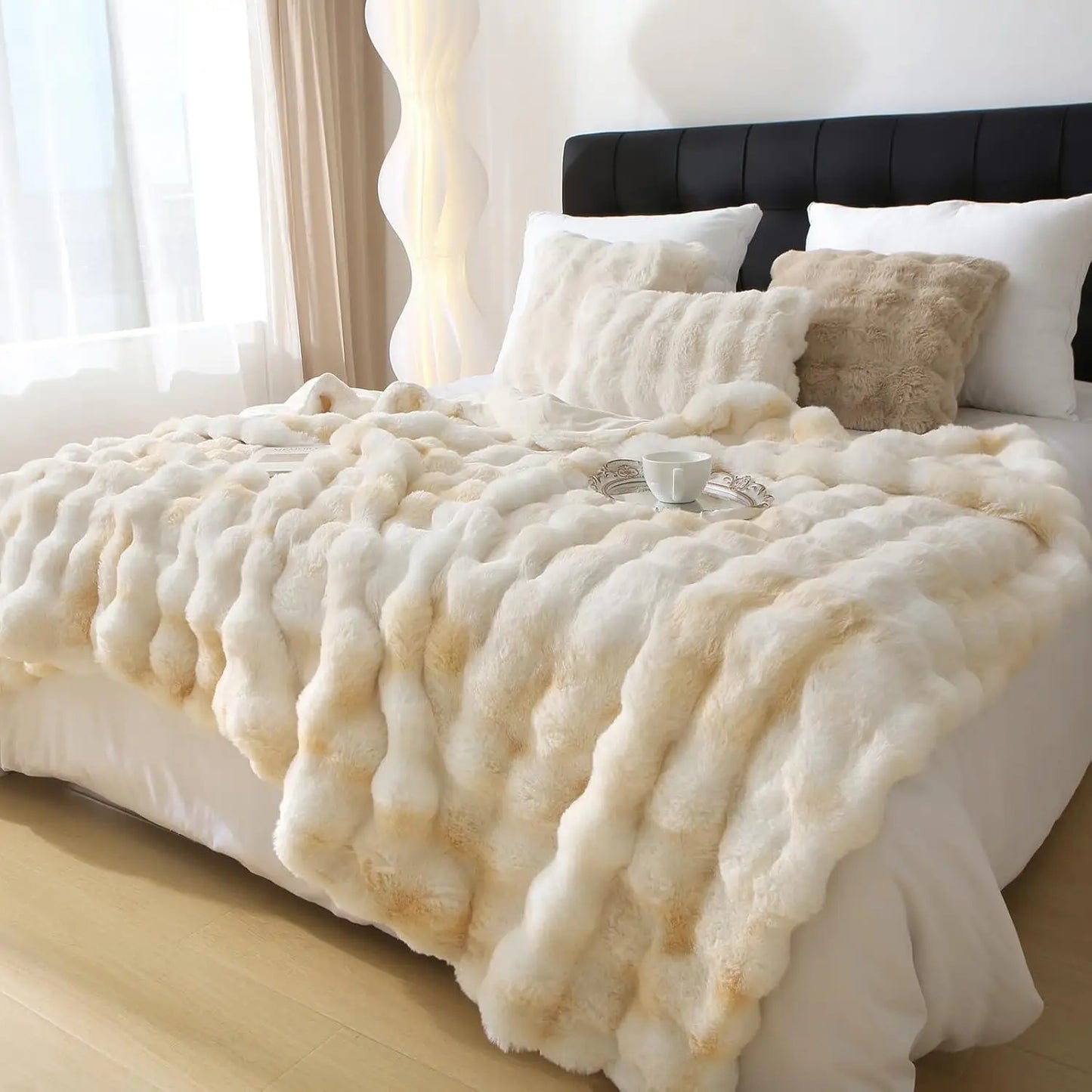 Luxe Bubble Faux Fur Throw